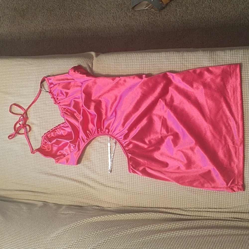 NWT hot pink, side cut out mini dress